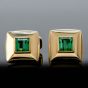 Estate Asscher Cut Tourmaline Yellow Gold Men Cufflinks