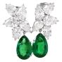 Extraordinary GIA Diamond Emerald Platinum Clip-On Day & Night Earrings
