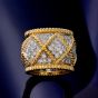 Estate Designer Diamond 18K Gold Elegant Wide Eternity Band Ring 