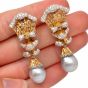 Buccellati Diamond Pearl 18k Gold Drop Earrings