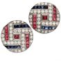 Vintage Retro Diamond Sapphire Ruby Platinum Round Clip Back Earrings 