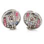 Vintage Retro Diamond Sapphire Ruby Platinum Round Clip Back Earrings 