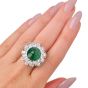 Certified Emerald 21.8cts Diamond Platinum Sugarloaf Floral Cocktail Ring|Dover Jewelry|