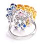 Estate Sapphire 8.70cts Diamond Platinum 18K Gold Floral Cluster Cocktail Ring|Dover Jewelry|