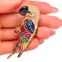 Estate Pave Diamond 16.10cts Multigem 18K Gold Parrot Brooch pin |Dover Jewelry|
