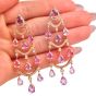 GIA No Heat Pink Sapphire 17cts Diamond 18K Gold Chandelier Earrings|Dover Jewelry|