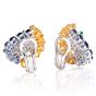 Sapphire Diamond Emerald Platinum 18K Gold Floral Cluster Statement Earringss|Dover Jewelry|