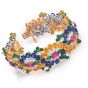 Sapphire 71.75 cts Diamond 18K Gold  Platinum Floral Cluster Statement Bracelet|Dover Jewelry|