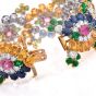 Sapphire 71.75 cts Diamond 18K Gold  Platinum Floral Cluster Statement Bracelet|Dover Jewelry|