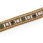 Retro Diamond Sapphire Emerald 18K Gold Chain Link Bracelet 