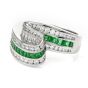Charles Krypell Vintage Emerald Diamond Platinum Wave Band Ring