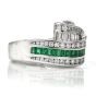 Charles Krypell Vintage Emerald Diamond Platinum Wave Band Ring