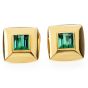 Estate Asscher Cut Tourmaline Yellow Gold Men Cufflinks
