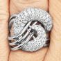 1.98cts Diamond Pave 18K White Gold Cluster Crossover Modern Ring