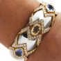 Natural No-Heat GIA 13.90cts Sapphire Diamond Platinum Gold Bangle Bracelet