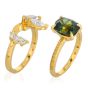 Custom Order Green Sapphire Diamond 18K Yellow Gold Engagement Ring & Wedding Band Bridal Set