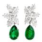 Extraordinary GIA Diamond Emerald Platinum Clip-On Day & Night Earrings