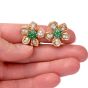 Vintage Floral Diamond Emerald 18K Gold Clip-Back Earrings