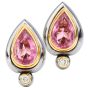 Sterle Paris Pink Tourmaline Diamonds 18K Gold Designer French Clip Modern Earrings AGL