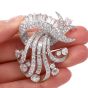 Vintage 1950's 18.00cts Diamond Brooch Platinum Pin