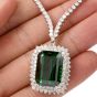 Estate Diamond 15.68 Carat Green Tourmaline 18K Necklace