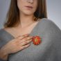 Vintage Diamond Coral 18K Poinsettia Brooch Pin