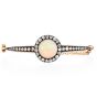 Antique Victorian Opal Diamond 14K Gold Halo Bangle Bracelet  