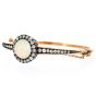 Antique Victorian Opal Diamond 14K Gold Halo Bangle Bracelet  