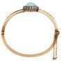 Antique Victorian Opal Diamond 14K Gold Halo Bangle Bracelet  