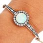 Antique Victorian Opal Diamond 14K Gold Halo Bangle Bracelet  