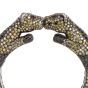 Estate Fancy Diamond Ruby Gold Sterling Silver Leopard Cuff Bracelet
