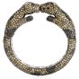 Estate Fancy Diamond Ruby Gold Sterling Silver Leopard Cuff Bracelet