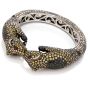 Estate Fancy Diamond Ruby Gold Sterling Silver Leopard Cuff Bracelet
