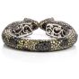 Estate Fancy Diamond Ruby Gold Sterling Silver Leopard Cuff Bracelet