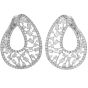 Estate Diamond 18K White Gold Open Style Hoop Earrings