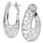 Estate Diamond 18K White Gold Open Style Hoop Earrings