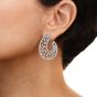 Estate Diamond 18K White Gold Open Style Hoop Earrings