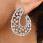 Estate Diamond 18K White Gold Open Style Hoop Earrings