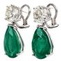 Stunning 4.69 ct Diamond Genuine Emerald 18K White Gold Clip Dangle Drop Earrings
