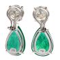 Stunning 4.69 ct Diamond Genuine Emerald 18K White Gold Clip Dangle Drop Earrings