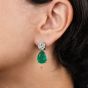 Stunning 4.69 ct Diamond Genuine Emerald 18K White Gold Clip Dangle Drop Earrings