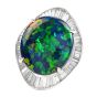 Estate GIA Black Opal Diamond Platinum Cocktail Ballerina Ring
