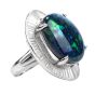 Estate GIA Black Opal Diamond Platinum Cocktail Ballerina Ring