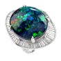 Estate GIA Black Opal Diamond Platinum Cocktail Ballerina Ring
