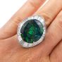 Estate GIA Black Opal Diamond Platinum Cocktail Ballerina Ring