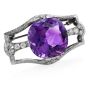 Antique Cushion Amethyst Diamond Platinum Brooch Pin