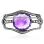 Antique Cushion Amethyst Diamond Platinum Brooch Pin