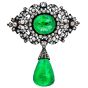 Antique Georgian Minor Oil Colombian Emerald Diamond Silver Gold pendant 