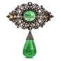 Antique Georgia Large Emerald Diamond Silver Gold pendant 