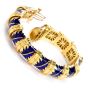 MAVITO 1980's Chic Blue Enamel 18K Gold Bangle Bracelet-Dover Jewelry